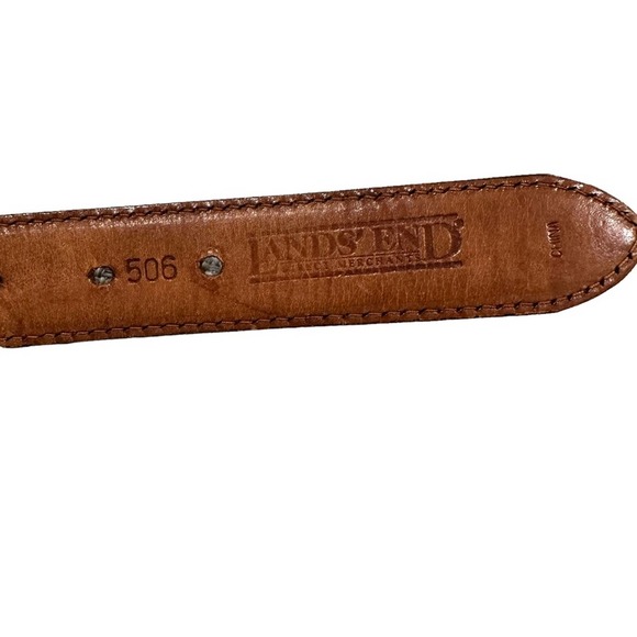 Lands End Braided Leather Belt Mens Weaved Adjustable Brown 40 - Picture 5 of 5